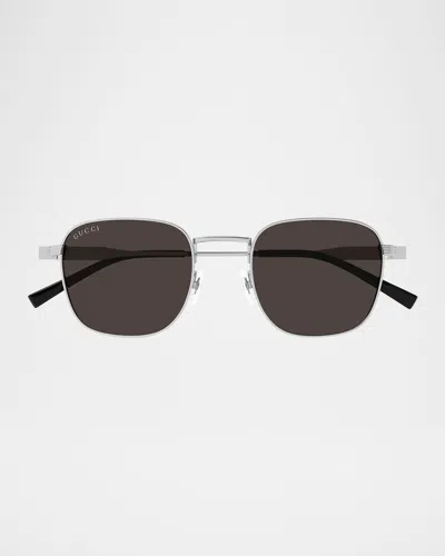 Gucci Men's Gg1876s Metal Round Sunglasses In Silver