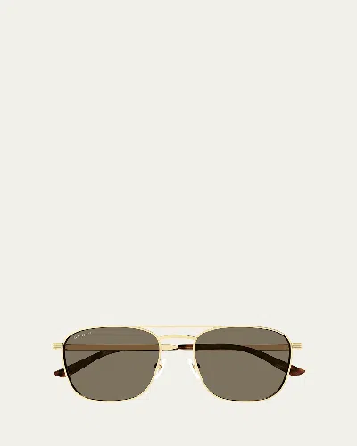 Gucci Men's Gg1881sm Metal Aviator Sunglasses In Shiny Endura Gold