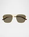 Gucci Men's Gg1881sm Metal Aviator Sunglasses In Shiny Endura Gold