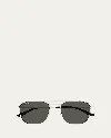 Gucci Men's Gg1881sm Metal Aviator Sunglasses In Shiny Silver