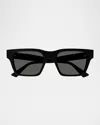 Gucci Web-stripe Square-frame Sunglasses In Black
