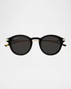 Gucci Panthos Sunglasses In Shiny Solid Black