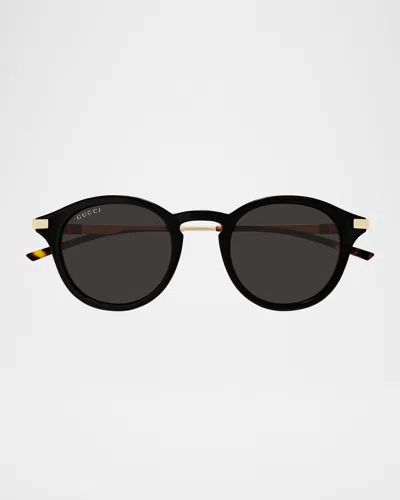 GUCCI MEN'S GG1890SAM ACETATE ROUND SUNGLASSES