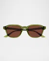 Gucci Men's Gg1892sm Acetate Square Sunglasses In Shiny Transparent Olive Green