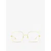 GUCCI GUCCI MEN'S GOLD GG1434O SQUARE-FRAME METAL OPTICAL GLASSES