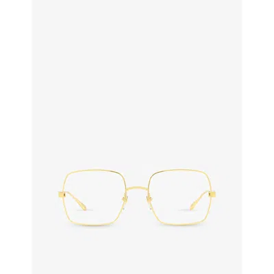 Gucci Mens Gold Gg1434o Square-frame Metal Optical Glasses