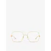 Gucci Demo Rectangular Men's Eyeglasses Gg0006oan 001 55 In Gold