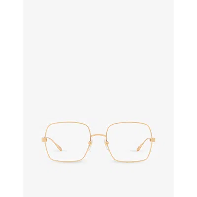 Gucci Mens Gold Gg1434o Square-frame Metal Optical Glasses