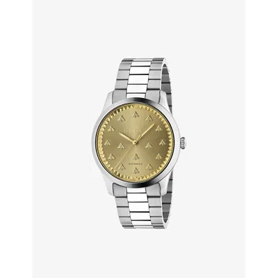 Gucci Mens Gold Ya126378 G-timeless Stainless-steel Quartz Watch In Gray