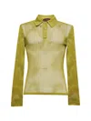 Gucci Men Green Embossed Technical Mesh Polo Top In Green