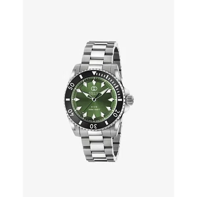 Gucci Mens Green Ya136363 Dive Stainless Steel Automatic Watch