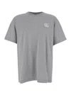 Gucci Grey Crewneck T-shirt With Double G Embroidery On The Front In Fabric Man