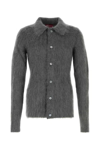 GUCCI GUCCI MEN GREY MOHAIR BLEND CARDIGAN