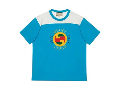 Pre-owned Gucci Men's  1921 Logo T-shirt In Blue