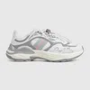 Gucci Leather Mesh Sneakers Featuring Signature Band In Grey