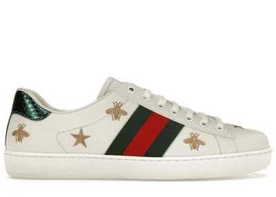 Pre-owned Gucci Men's  Ace Bees And Stars Sneakers In White