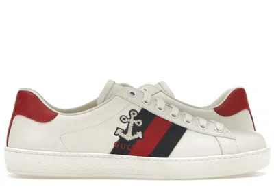 Pre-owned Gucci Men's  Ace Cauliflower Sneakers In White/blue/red