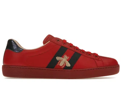 Pre-owned Gucci Men's  Ace Embroide Bee Sneakers In Red