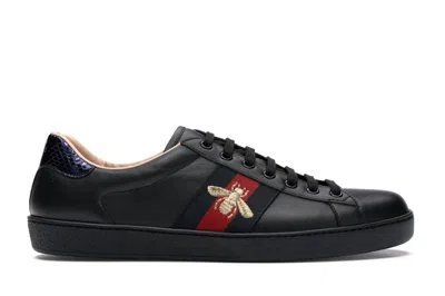 Pre-owned Gucci Men's  Ace Embroidered Sneakers In Black
