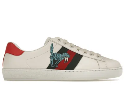 Pre-owned Gucci Men's  Ace Freya Hartas Sneakers In White/blue/green