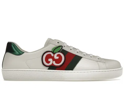 Pre-owned Gucci Men's  Ace Gg Apple Sneakers In White