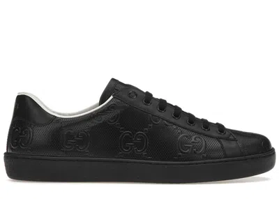 Pre-owned Gucci Men's  Ace Gg Sneakers In Black