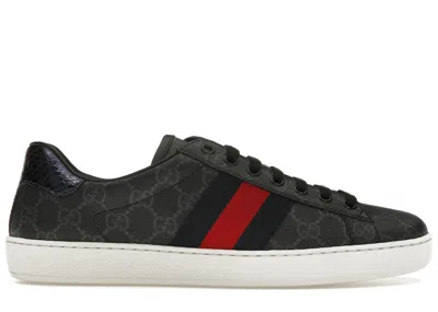 Pre-owned Gucci Men's  Ace Gg Supreme Sneakers In Black/red/navy Blue In Multi