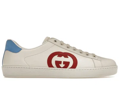 Pre-owned Gucci Men's  Ace Interlocking G Sneakers In White/red/blue
