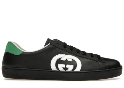 Pre-owned Gucci Men's  Ace Interlocking Gg Sneakers In Black/white In Multi