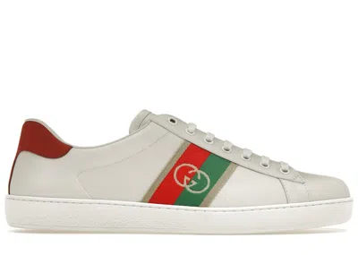 Pre-owned Gucci Men's  Ace Interlocking Gg Sneakers In White/red/green In Multi