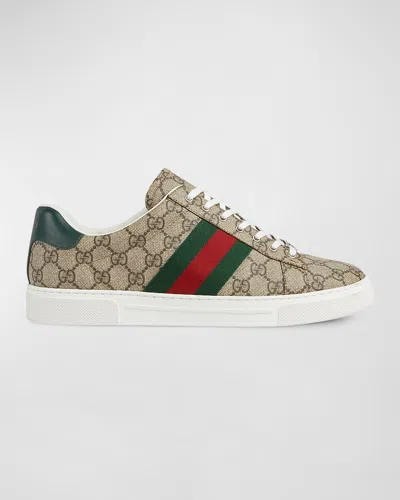 Gucci Men Ace Supreme Gg Fabric Low-top Sneakers In Multi