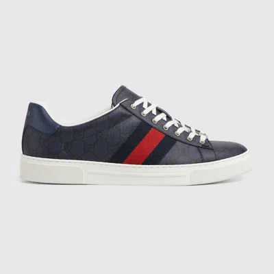 Gucci Men's  Ace Sneaker With Web In Blue