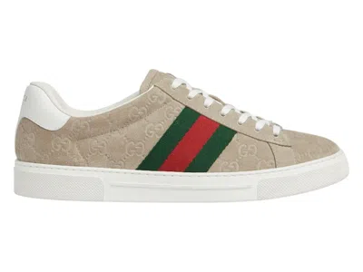 Pre-owned Gucci Men's  Ace Sneakers In Oatmeal In Brown