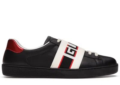 Pre-owned Gucci Men's  Ace Stripe Sneakers In Black