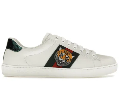 Pre-owned Gucci Men's  Ace Tiger Sneakers In White