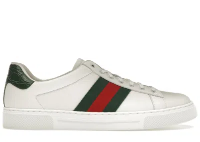 Pre-owned Gucci Men's  Ace Web Sneakers In White/green/red
