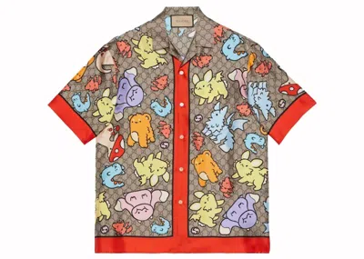 Pre-owned Gucci Men's  Animal Print Shirt In Multi