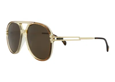 Pre-owned Gucci Men's  Aviator Sunglasses/ (gg1104s30012810002) (gg1104s In Brown/gold/brown (gg1104s