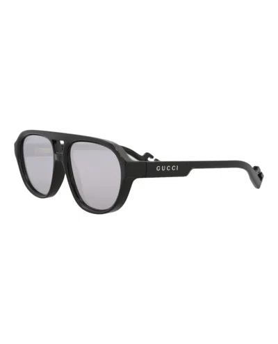 Pre-owned Gucci Men's  Aviator Sunglasses/30013509002) In Black/silver (gg1239s In Multi