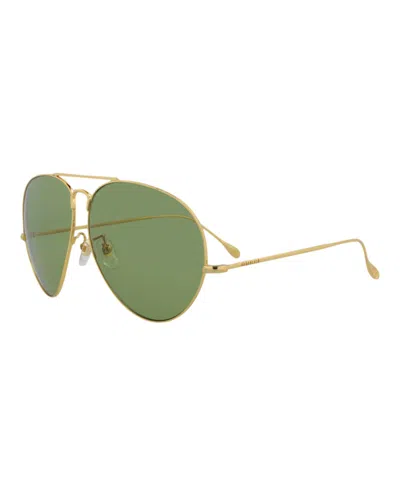 Pre-owned Gucci Men's  Aviator Sunglasses/30014511001) In Gold/green (gg1481s