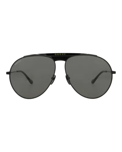 Pre-owned Gucci Men's  Aviatorframe Metal Sunglasses In Black Black Grey (gg0908s/30010529/004)