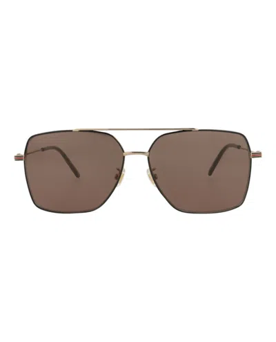 Pre-owned Gucci Men's  Aviatorframe Metal Sunglasses/30011661002) In Gold/brown (gg1053sk