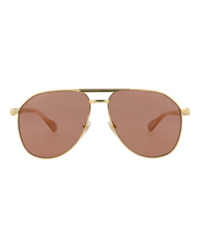 Pre-owned Gucci Men's  Aviatorframe Metal Sunglasses/30013416003) In Gold/brown (gg1220s