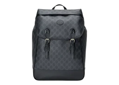 Pre-owned Gucci Men's  Backpack Medium Gg Supreme Canvas In Black/grey