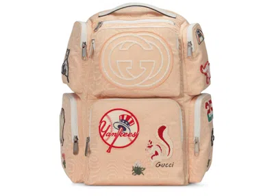 Pre-owned Gucci Men's  Backpack Ny Yankees Patches Large In Nude