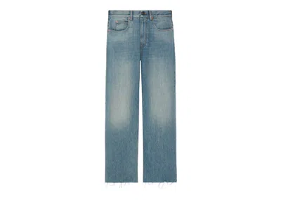 Pre-owned Gucci Men's  Baggy Stonewashed Denim Pant In Light Blue