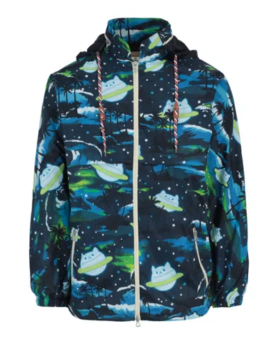 Pre-owned Gucci Men's  Bananya Polyamide Zip Jacket In Blue