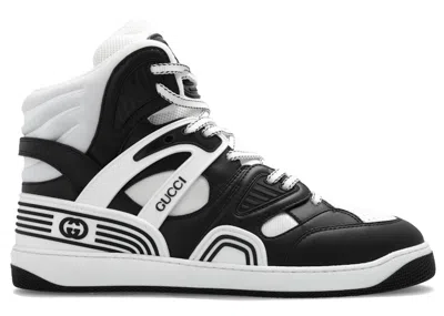 Pre-owned Gucci Men's  Basket High Sneakers In Black/white In Multi