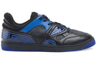 Pre-owned Gucci Men's  Basket Low Sneakers In Black/blue In Multi