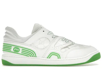 Pre-owned Gucci Men's  Basket Low Sneakers In White Demetra/green